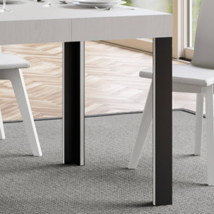 Table extensible 80x160/244 cm Linea Frêne Blanc cadre Anthracite