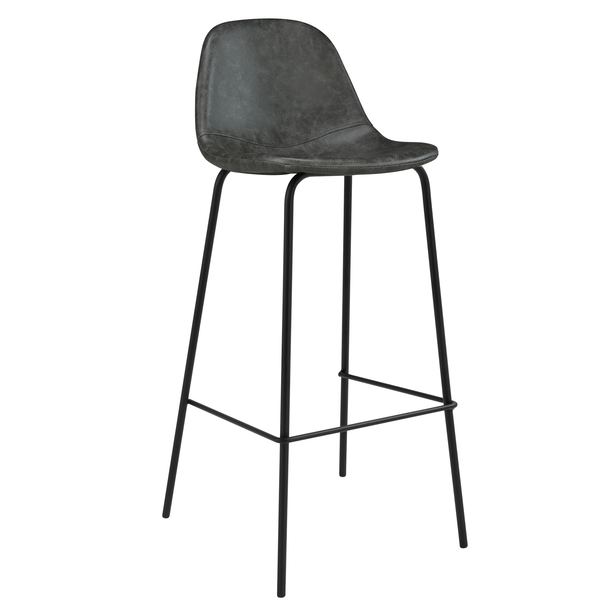 Lot de 2 chaises de bar 75 cm en cuir synthétique gris/noir - Henrik