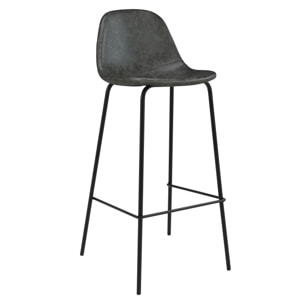 Lot de 2 chaises de bar 75 cm en cuir synthétique gris/noir - Henrik