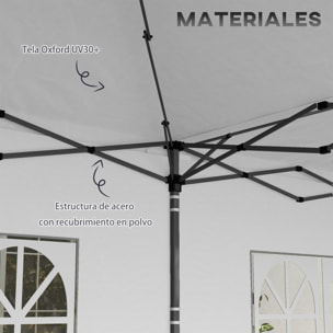 Carpa Plegable 6x3 m con Paredes Laterales Carpa para Fiestas Altura Ajustable con Bolsa de Transporte Ruedas y 5 Bolsas de Arena para Exterior Jardín Patio Blanco