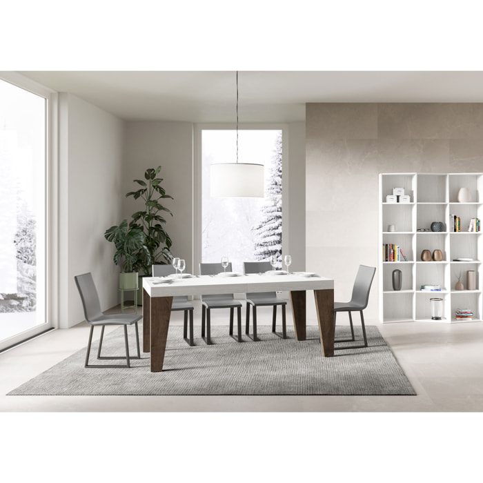 Table Naxy Mix Extensible dessus Frêne Blanc structure Noyer 90x160 Allongée 420