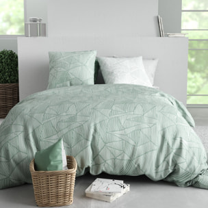 Parure housse de couette imprimé 100% coton - adely - blanc