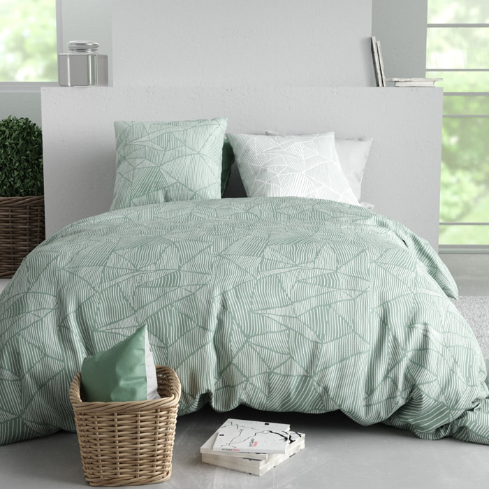 Parure housse de couette imprimé 100% coton - adely - blanc