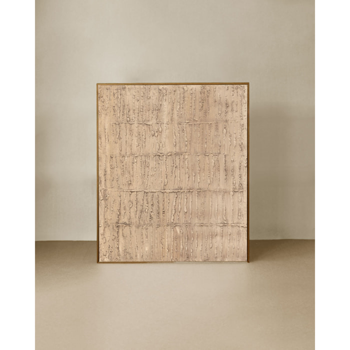 Tableau beige décoratif sur coton avec cadre en bois peint à la main à la peinture à l'huile en différentes tailles