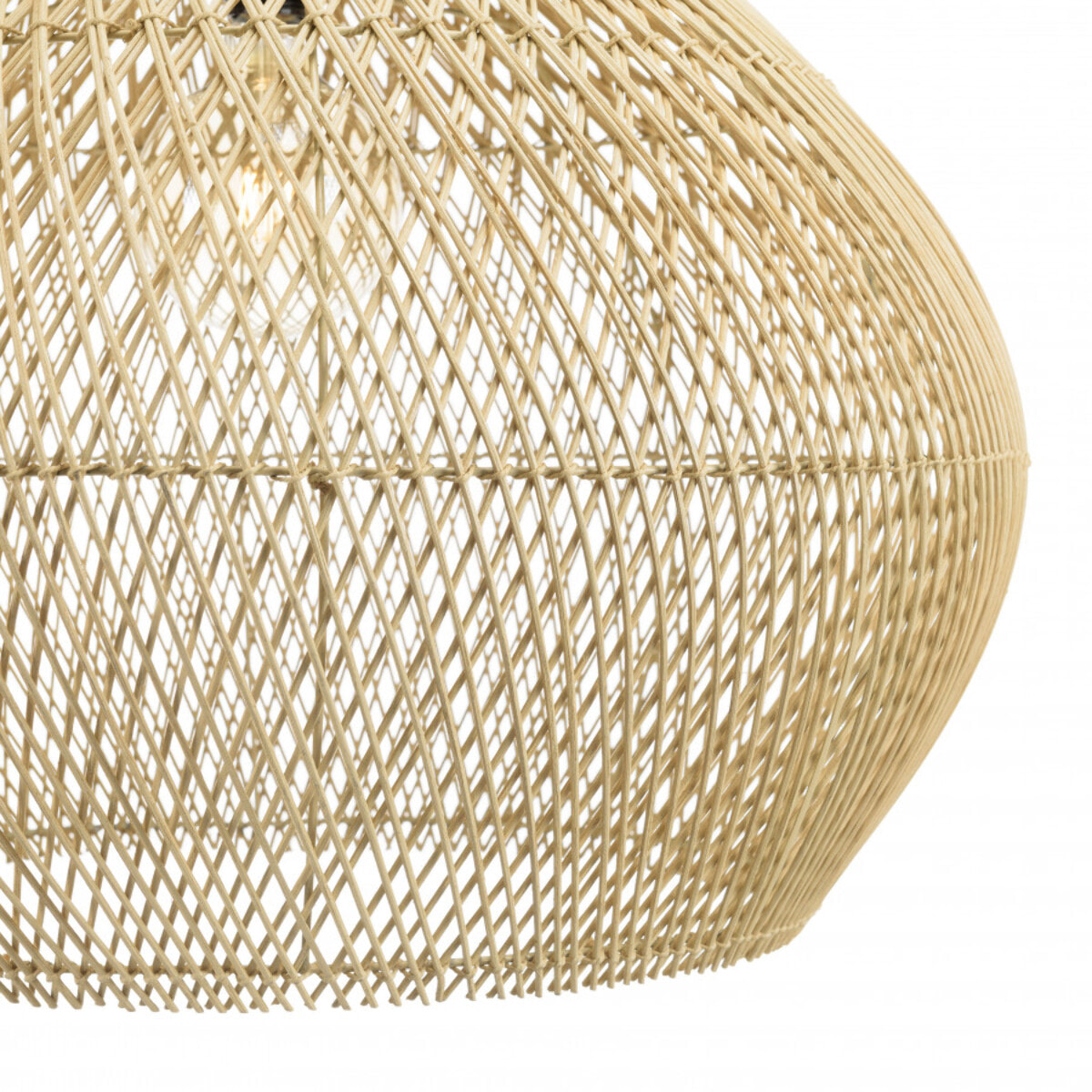 ALIDA - Suspension 'cloche' 68x68cm rotin couleur naturelle et teck