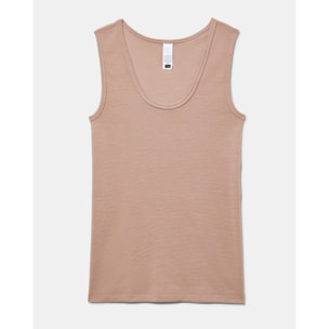 Camiseta de tirantes anchos de patrón básico con escote redondo ligeramente escotado