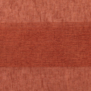 Voilage rayé fils chenille  - Effet lin - Terracotta