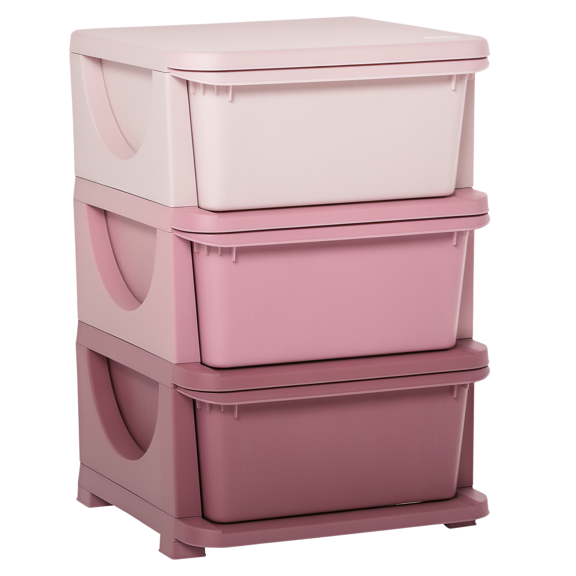 Organisateur de jouets enfant 3 tiroirs - boîtes de rangement plastique - PP rose