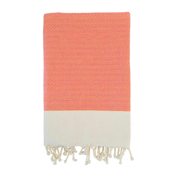 Fouta nid d’abeille traditionnelle - Athena Orange - 200x200cm - 190g/m²