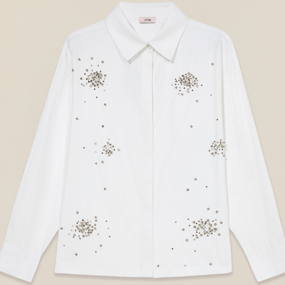 Oltre - Camisa de gabardina con aplicaciones - Blanco