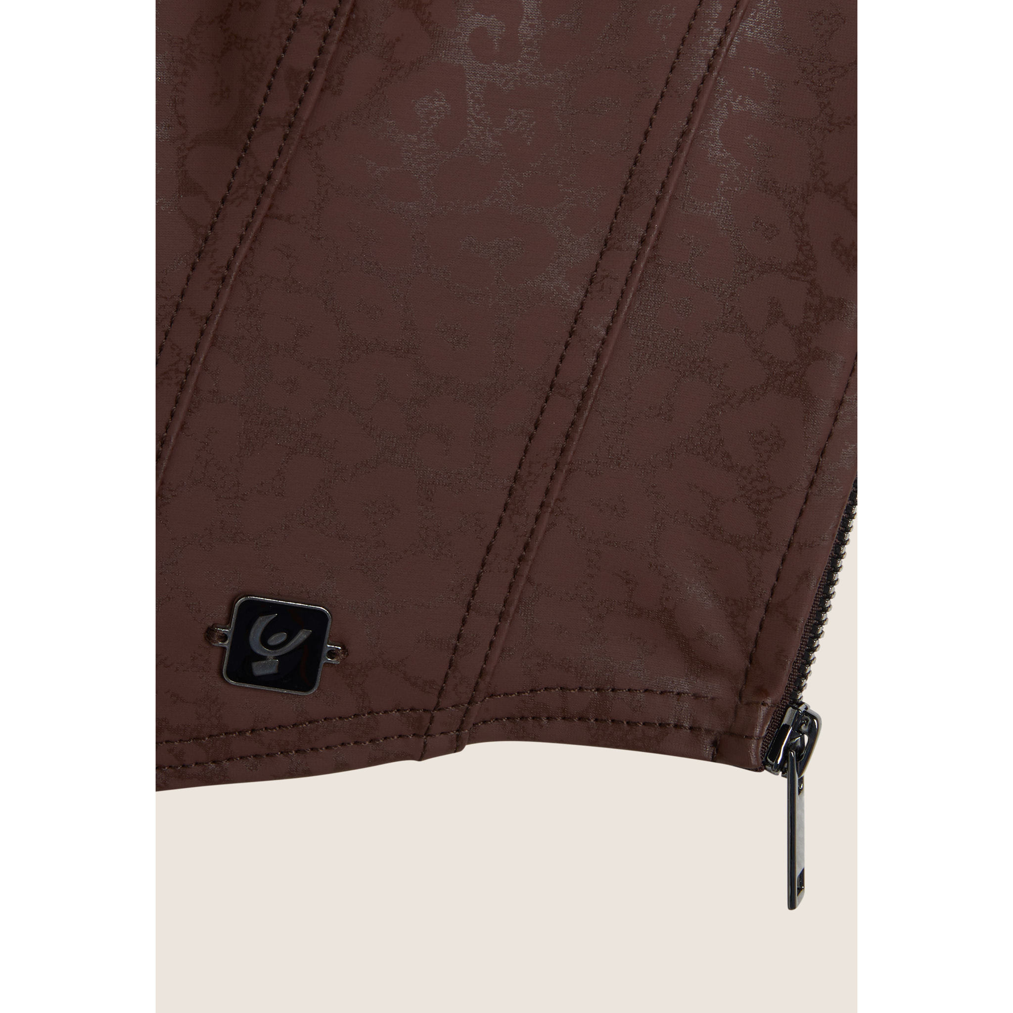 Top corto a bustier in similpelle stampa animalier lucida