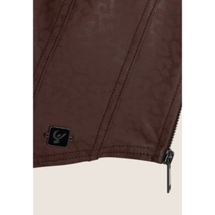 Top corto a bustier in similpelle stampa animalier lucida