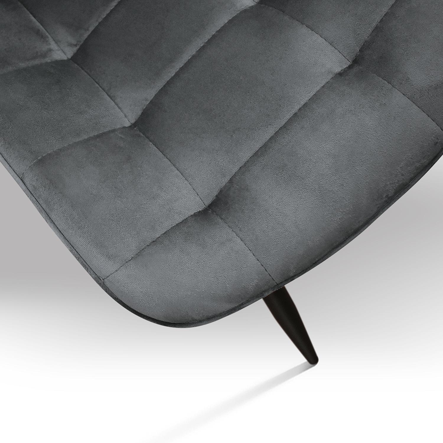 Set di 4 sedie BARCELLONA in tessuto effetto velluto grigio e gambe in metallo nero