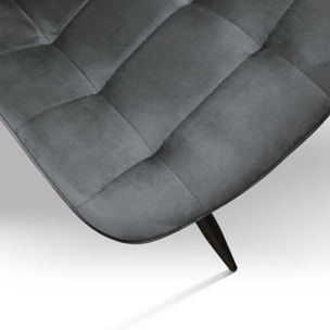 Set di 4 sedie BARCELLONA in tessuto effetto velluto grigio e gambe in metallo nero