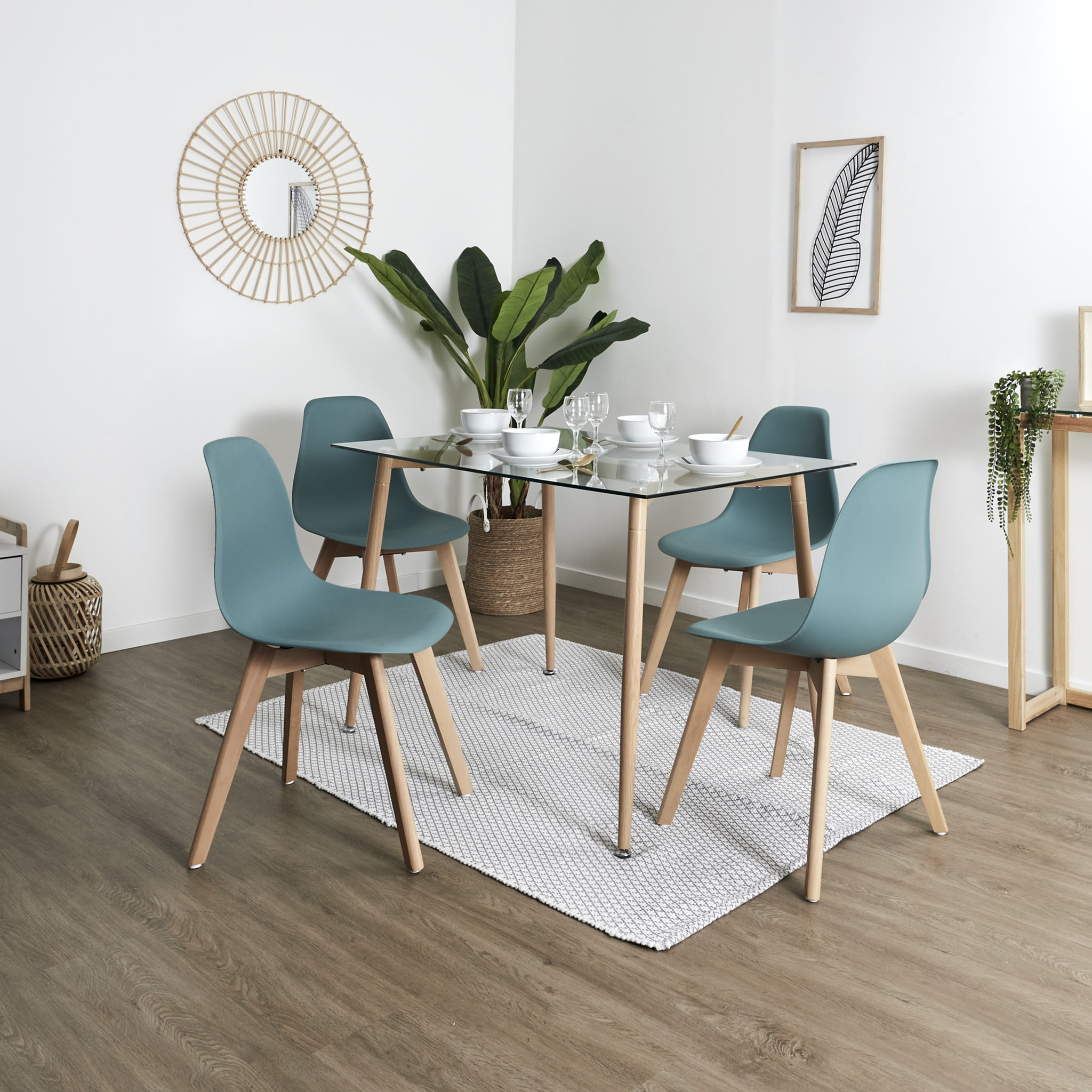 Chaise Scandinave Coque Bleu Celadon - Lot De 2