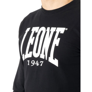 Camiseta de algodón elástico de manga larga con logo grande "Basic" para hombre