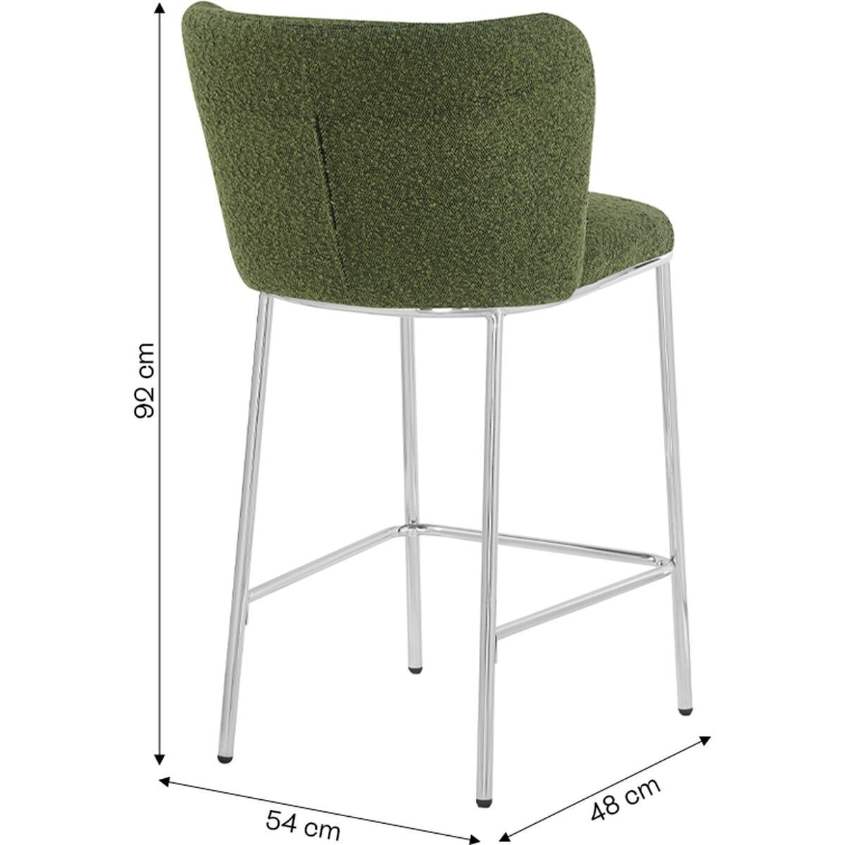 Lot de 2 tabourets de bar en tissu bouclé, piètement chromé - TOMA