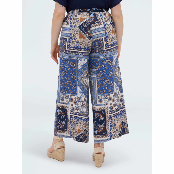 Fiorella Rubino - Pantaloni cropped in viscosa - Blu
