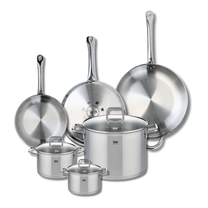 Ensemble de 3 Poêles de cuisson 24, 28 et 32 cm et 3 faitouts 14, 16 et 26 cm Elo Profi Citrin