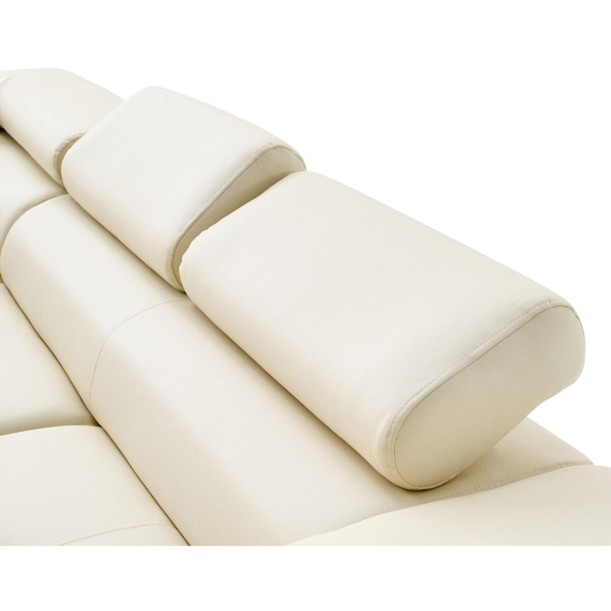 Zaria - canapé d'angle gauche 5 places convertible avec coffre et têtières en simili - Beige