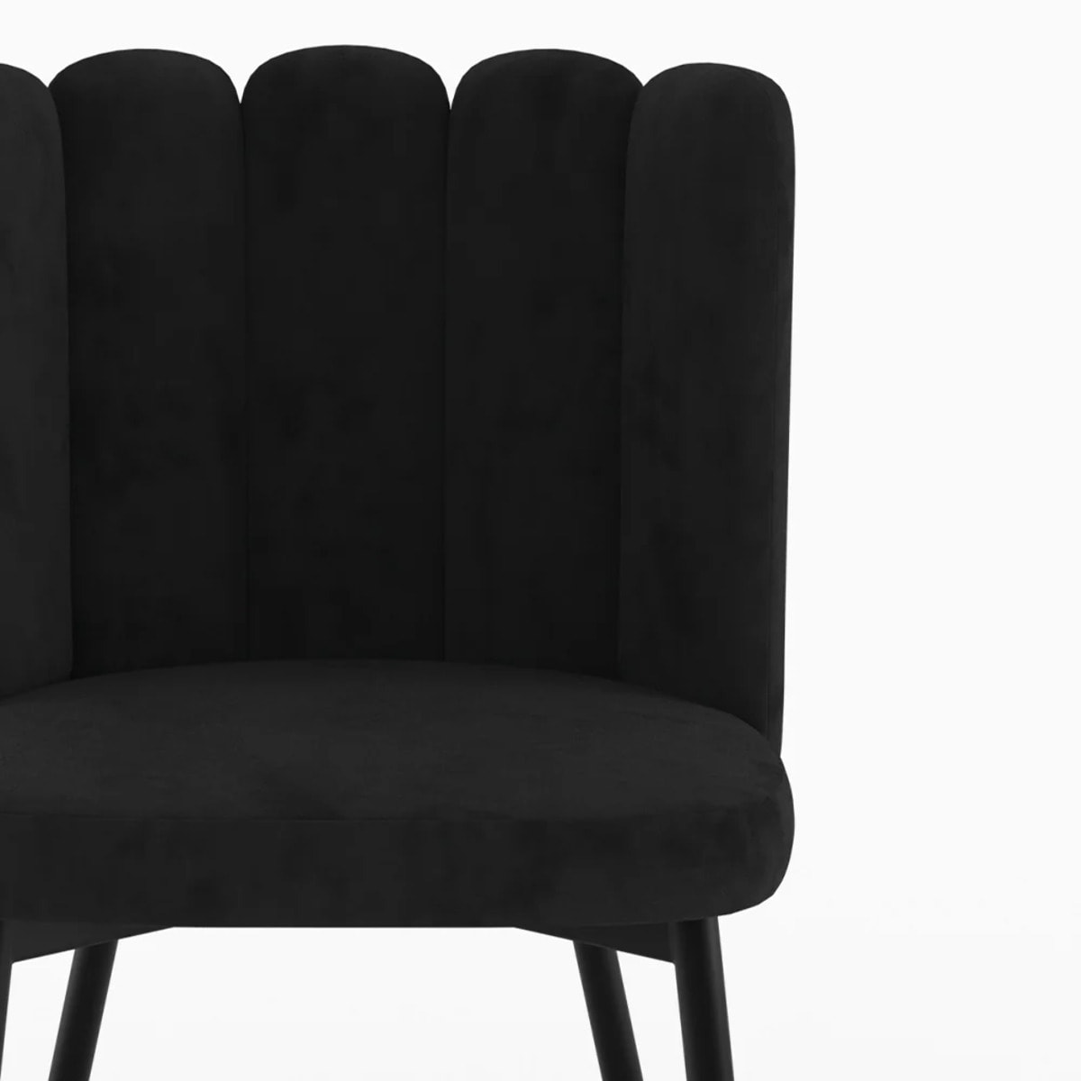 Chaise en velours noir et pieds en métal noir - Rosy