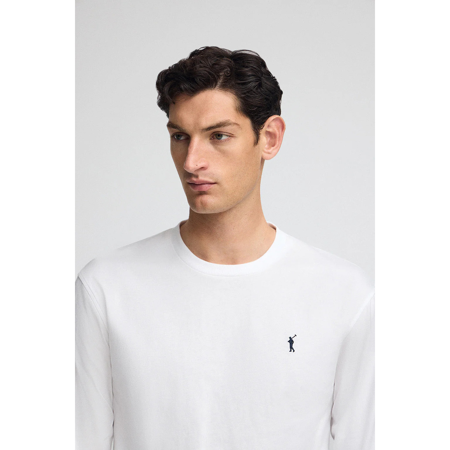 Maglietta bianca a maniche lunghe con logo ricamato Rigby Go.