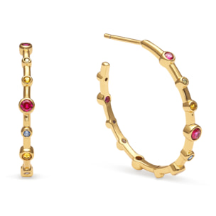 Pendientes Aro Rainbow Bubbles L Baño Oro