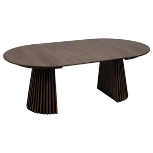Freya - table à manger ronde extensible - effet bois foncé - 4 à 8 personnes - Bois