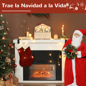 Calendario de Adviento para Rellenar de Madera, con Luces LED y 24 Cajones, Calendario de Adviento de Navidad Reutilizable con Escena de Pueblo, Decoración Navideña, 36x10x34 cm, Natural