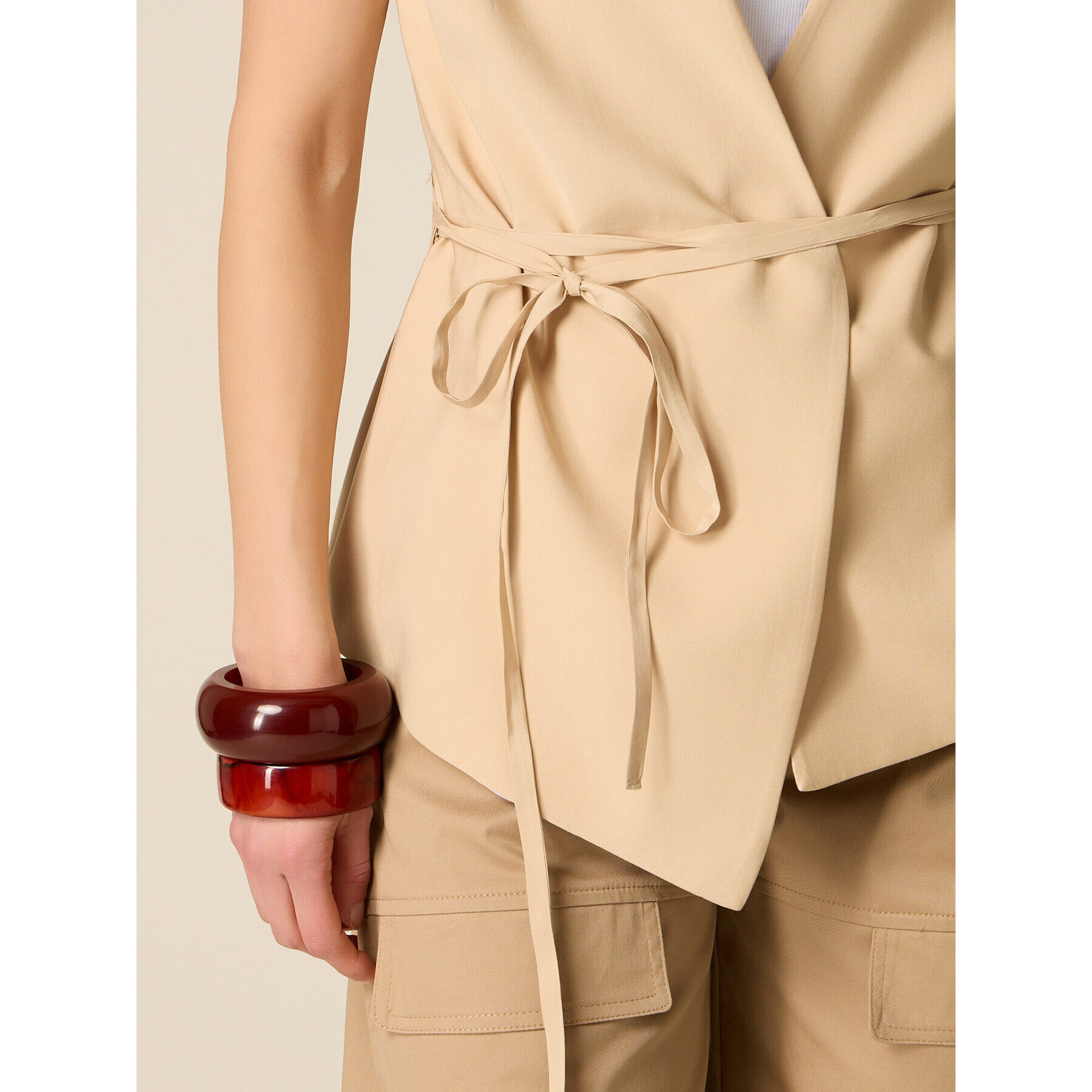 Oltre - Chaqueta desestructurada cruzada - Beige