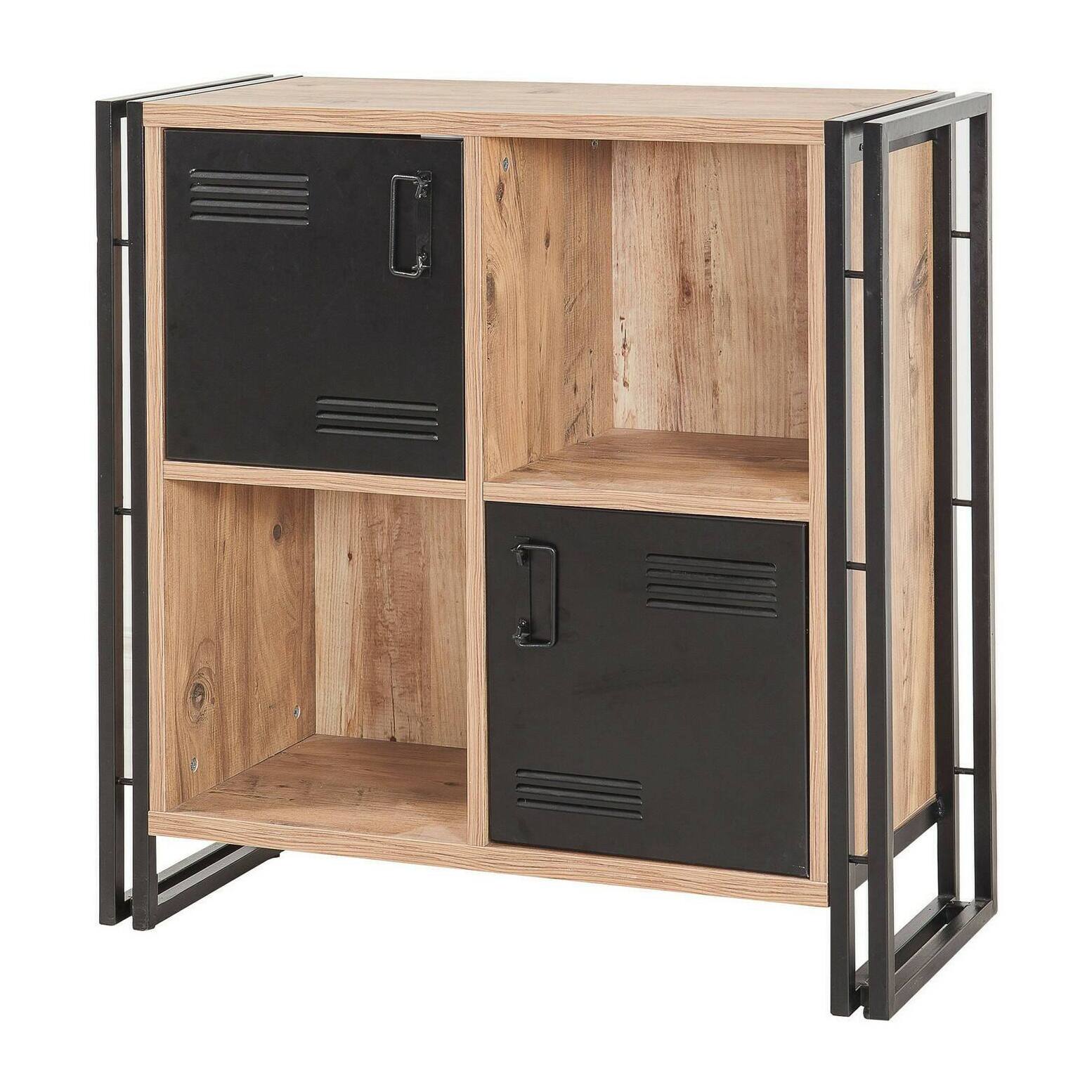 Libreria Dpecorin, Scaffale da ufficio, Mobile portalibri, Biblioteca, 89x35h89 cm, Quercia e Nero