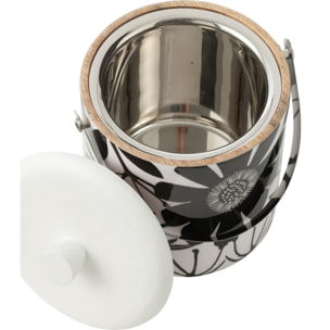 J-Line Bac A Glaçon Motif Floral Bois De Manguier Noir/Blanc