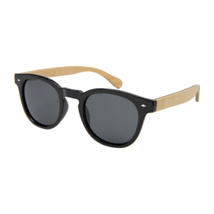 Gafas de sol OCEAN ILLINOIS - Frente negro brillante con patillas de arce en forma de d y / Ahumada