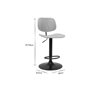 Tabouret de bar relevable bois clair et métal noir TOBIAS