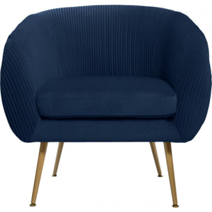 Fauteuil ''Solaro'' en velours plissé Atmosphera - Couleur: Bleu