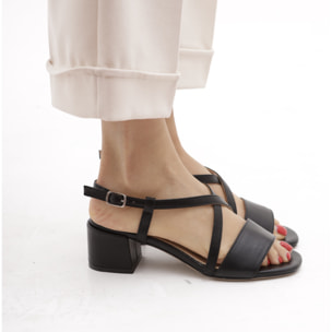 SANDALO FASCIA E INCROCIO NERO