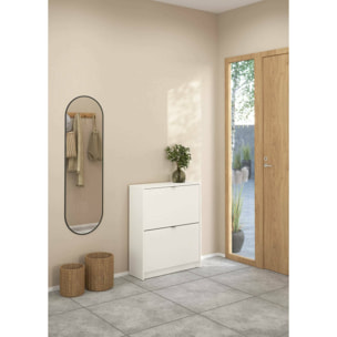 Scarpiera Larry, Mobile portascarpe, Armadio da ingresso multiuso, Mobiletto per calzature, 70x24 h85 cm, Bianco