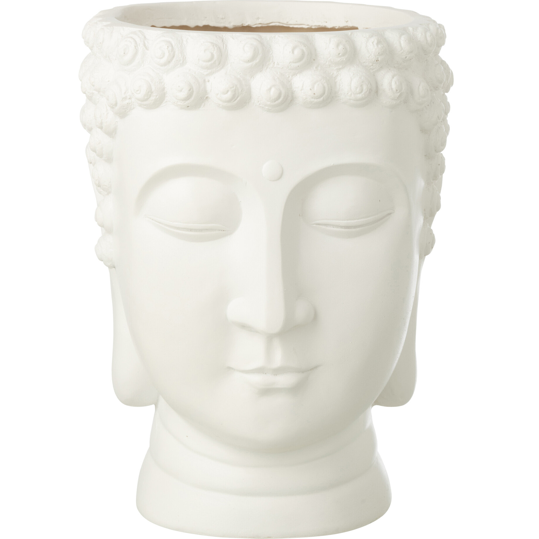J-Line Cache-Pot Bouddha - polyrésine - blanc - large