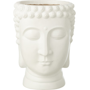 J-Line Cache-Pot Bouddha - polyrésine - blanc - large