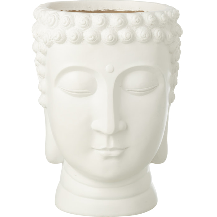 J-Line Cache-Pot Bouddha - polyrésine - blanc - large