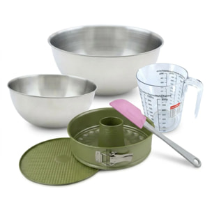 Set de 5 ustensiles de pâtisserie moule à manqué 2 bols spatule et verre doseur Zenker Green Vision