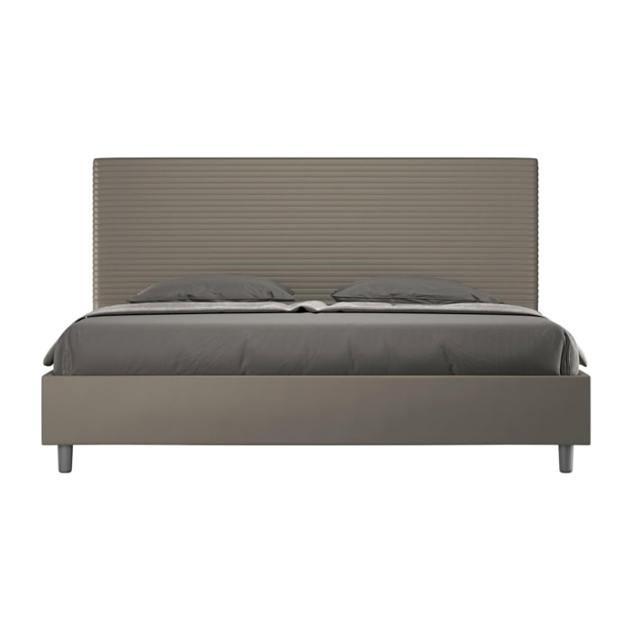 Lit king size sans sommier rembourré 200x210 similicuir cappuccino Focus