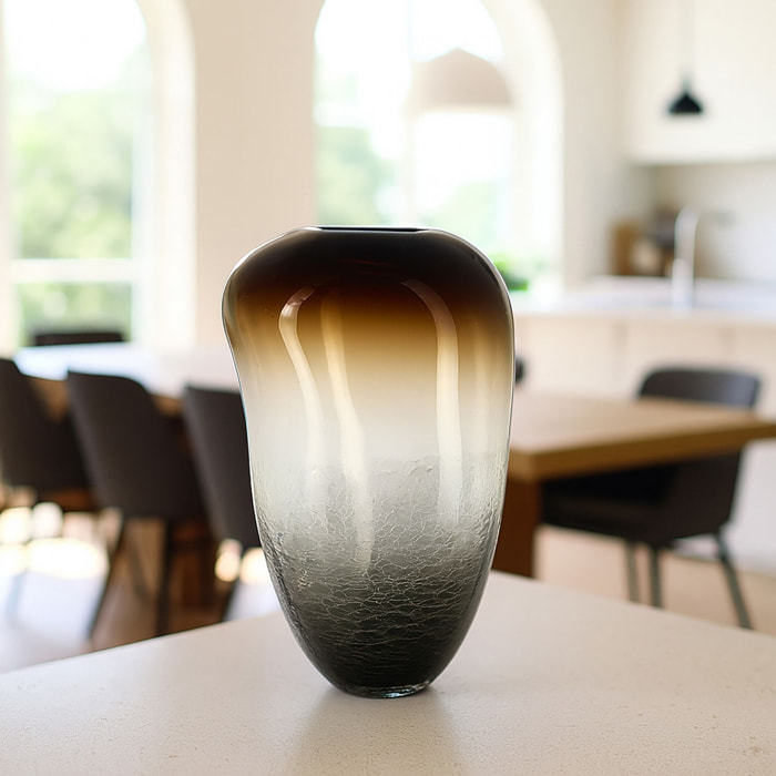 Vase marron et noir en verre soufflé h27cm LIV