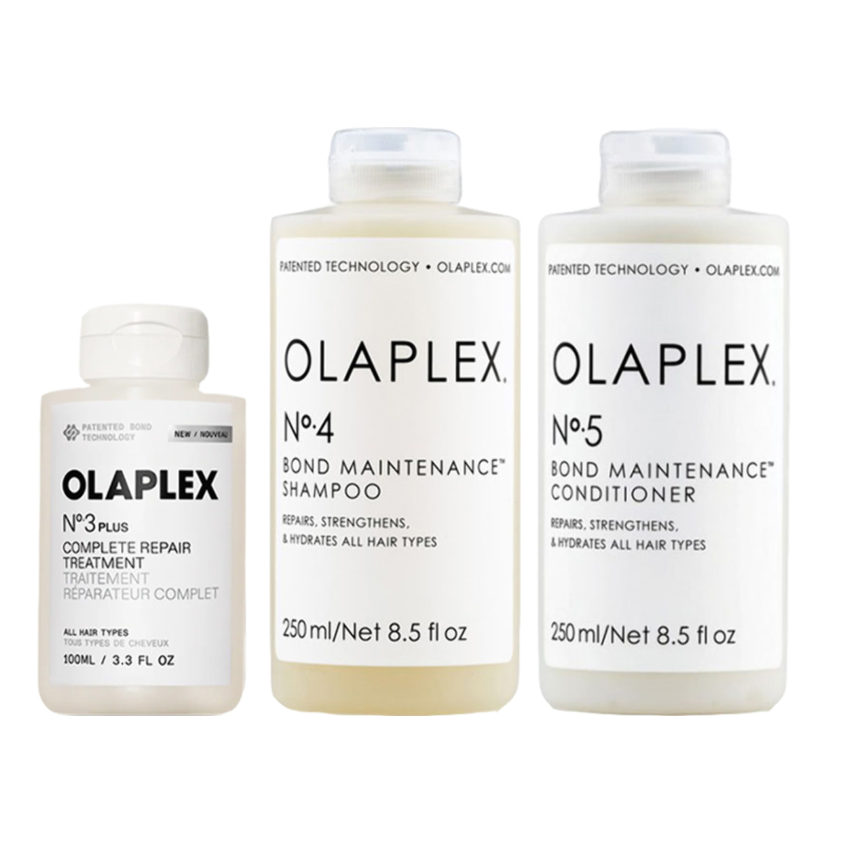OLAPLEX Kit Treatment N°3 Plus 100ml + Shampoo N°4 250ml + Conditioner N°5 250ml