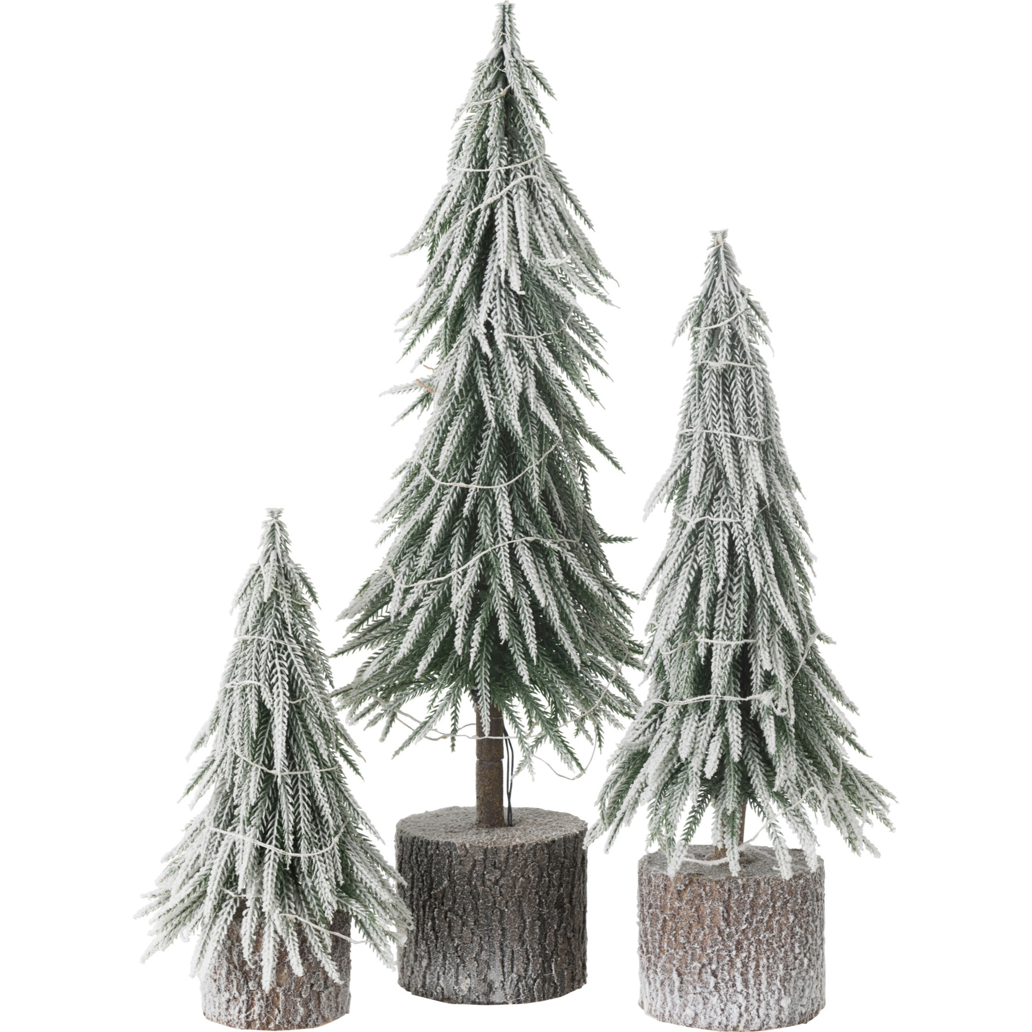 J-Line décoration sapin de Noël - neige artificiel - vert - large - LED