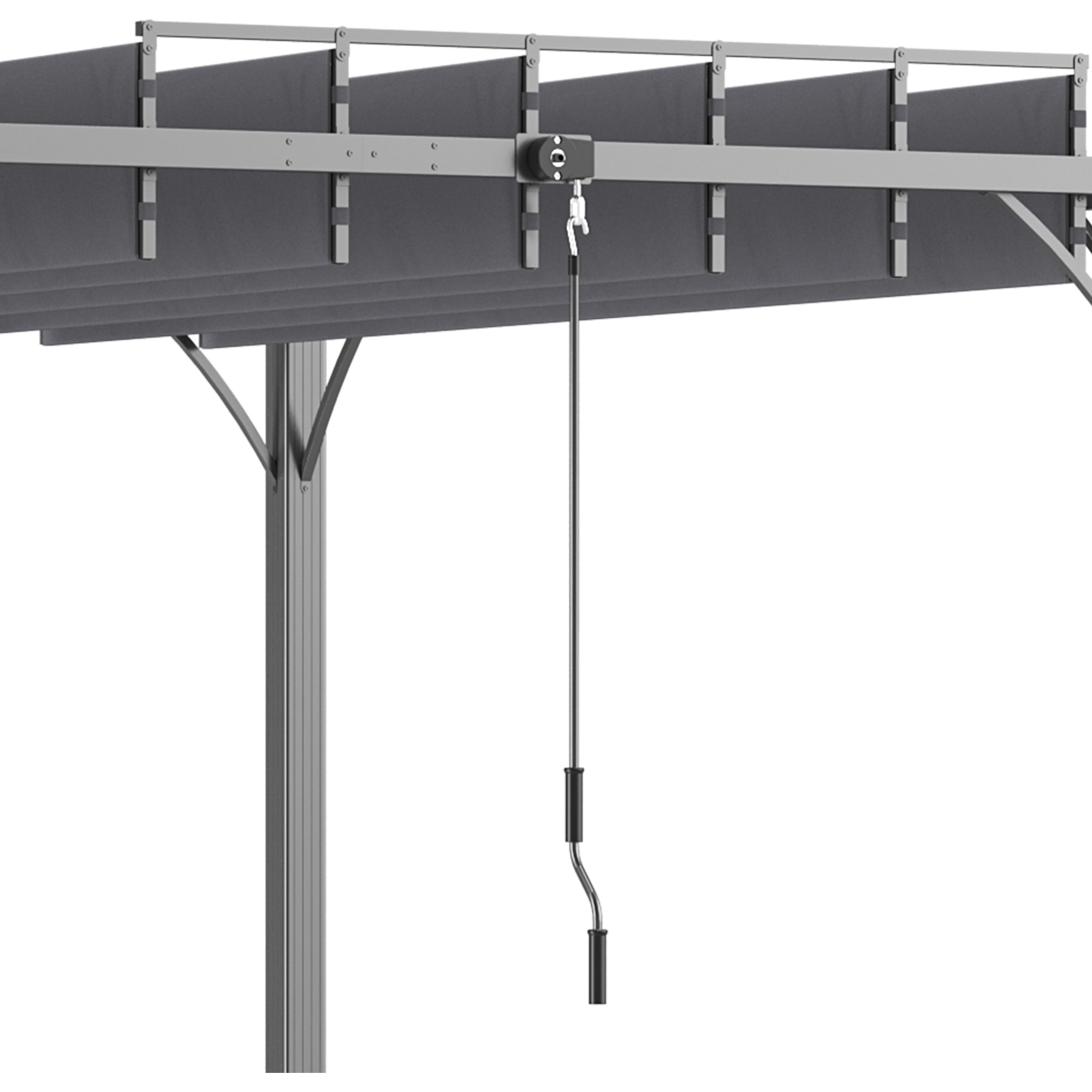 Pergola lames orientables dim. 3,9L x 2,95l x 2,13H m structure alu. acier époxy polyester gris