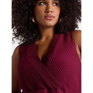 Fiorella Rubino - Vestido plisado con escote en pico - Burgundy