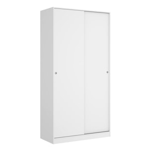 Guardaroba Kilimangiaro, Mobile appendiabiti per camera da letto, Armadio con 2 ante scorrevoli, 100x50h204 cm, Bianco