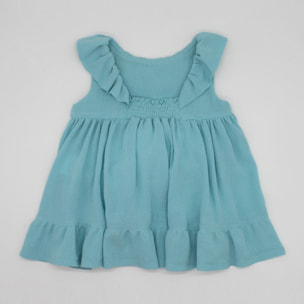 VESTIDO CUELLO VOLANTE BAMBULA AZUL