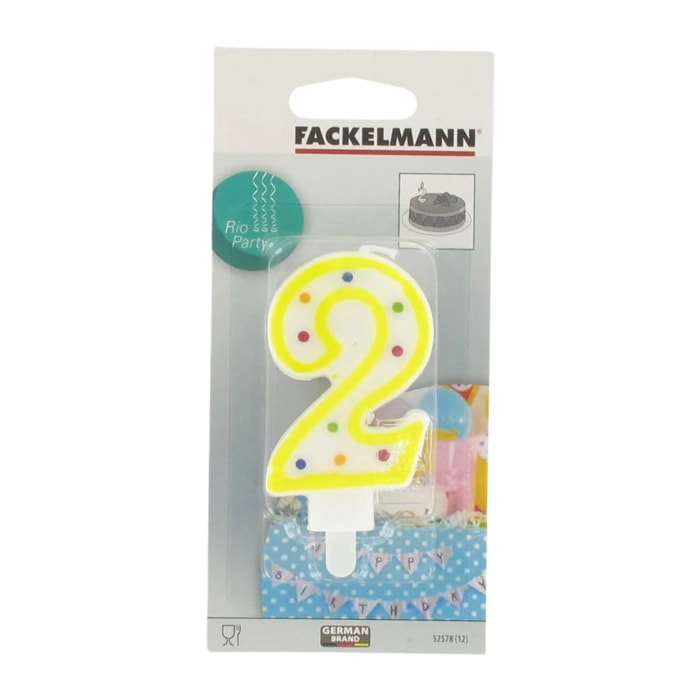 Bougie anniversaire chiffre 2 Fackelmann Rio Party